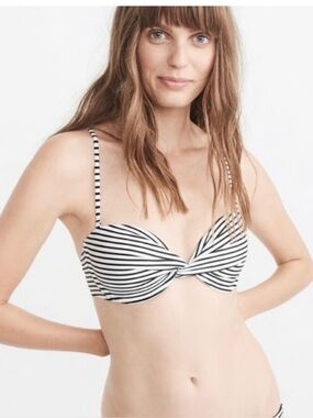 Abercrombie & Fitch Black and White Striped Bikini Top
